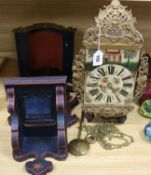 A Dutch gilt metal mounted wall clock with case