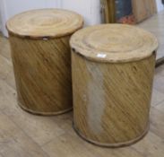 A pair of cylindrical wickerwork pedestals W.47cm