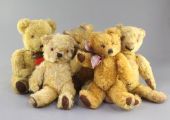 Two Chad Valley bears, Merrythought, two bears 1930-50's, tallest 14in.