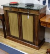 A Regency rosewood and brass side cabinet, with marble top W.99cm