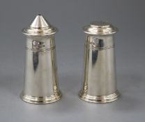 A pair of 1960's silver condiments by Viner's Ltd, Sheffield, 1962, 81mm, 4 oz.