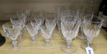 A quantity of glass ware including six Victorian glass rummers