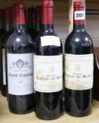 Five Chateau Barrail du Blanc, 2000, three Le Puy Du Chay, 2000, one Bertin 1990 and one St.