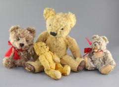 Chad Valley, Steiff, Zotty two bears 1960's, tallest 15in.