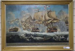 19th century School, oil on canvas, The Glorious Victory obtained over the French Fleet by the
