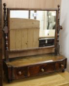 A Regency mahogany toilet mirror with three drawers, c.1825, W.54cm