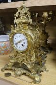 A French ormolu clock garniture Height 44cm