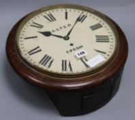 A Victorian oak fusee dial timepiece