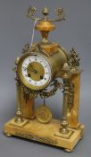 A Sienna marble and gilt metal portico clock Height 39cm