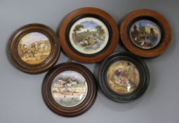 A Prattware pot lid 'Strathfieldsay' and four others with reference book