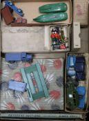 A collection of Dinky toys, die cast cars and vans including record-breaking MG, Meccano, etc.