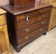 A George III mahogany chest of drawers with replaced brasses, W.106cm