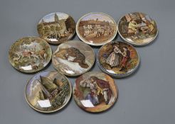 Eight Prattware pot lids