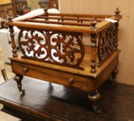 A Victorian walnut Canterbury W.56cm