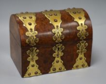 A Victorian burr walnut and ormolu tea caddy Length 25.5cm