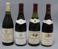 Nine assorted Burgundy wines including three Nuit St. Georges, one er Cru, 1988, one Pommard, 1990,
