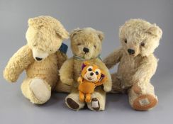 Three bears, Jerry mouse, two Chad Valley bears 1950's and other synthetic plush, tallest 14in.