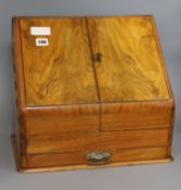 A Victorian walnut stationary box, circa 1880