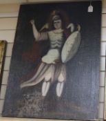 An 18th / 19th century Spanish Colonial School, oil on canvas, Archangel Michael (re-lined)