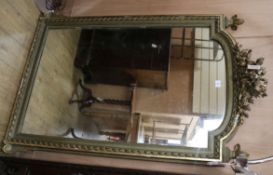 A French giltwood and gesso overmantel mirror W.102cm