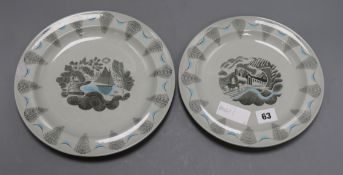 Two Wedgwood Ravilious "travel" pattern dishes
