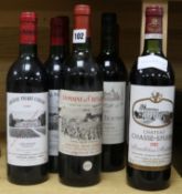 Three Chateau Picque Caillou, 1985, two Domaine de Chevalier 1975, one Ch. Chasse-Spleen, 1982,