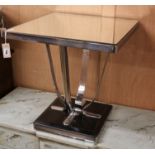 A mid century mirrored lamp table W.56cm