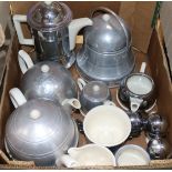 A quantity of pewter and ceramic teawares