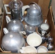 A quantity of pewter and ceramic teawares