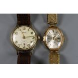 Two lady's 9ct gold wrist watches.