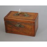 A mahogany and satinwood Georgian tea caddy length 19cm