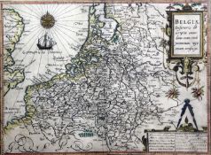 Ludovico Giuccardini. Belgiae Ineferiors descriptio emendata …, a coloured engraved map, 32.5 x