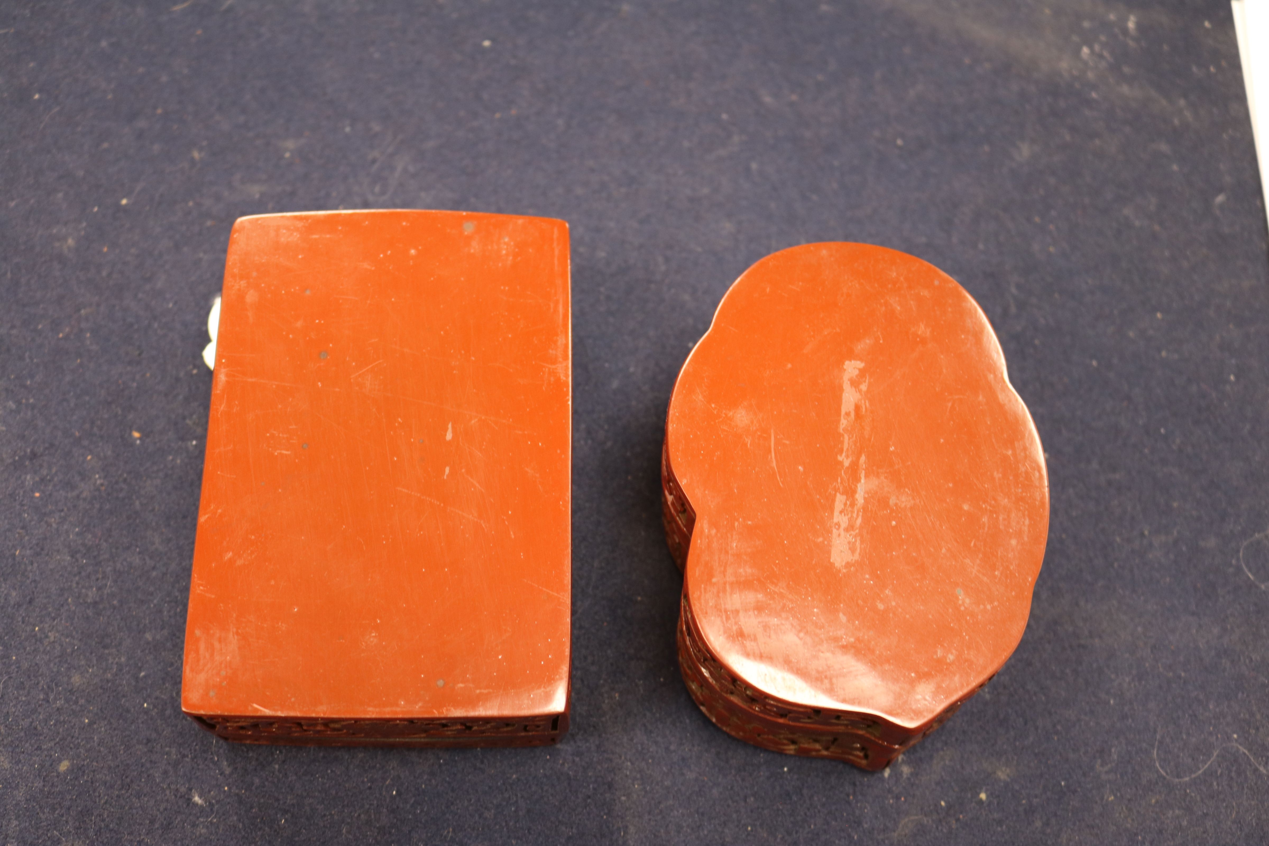 Two Chinese red lacquer boxes and covers - Image 7 of 7