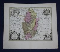 A collection of seven unframed engraved maps:- Schenk and Valk - Nottinghamshire, 50 x