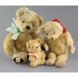 A 1950's Chad Valley bear and a cotton plush English bear, 14in.