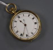 A George V 18ct gold open face keyless pocket watch with Roman dial.