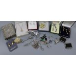A group of mixed jewellery including earrings, shell earrings, buckle etc.