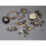 A group of assorted jewellery including, pendants earrings, cufflinks, fish pendant etc. and a