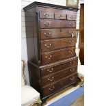 A George III oak chest on chest W.111cm