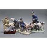 Four Copenhagen porcelain figures