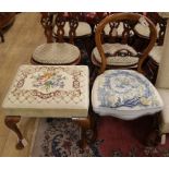 A Victorian walnut side chair, on cabriole legs and a dressing stool