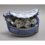 A Chinese blue and white dragon boat pillow