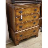 A Queen Anne revival walnut chest of drawers W.69cm