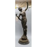 A large bronze figure of Diana The Huntress height 83cm