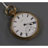 An Edwardian 18ct gold open face keyless pocket watch by A.A. George, London.