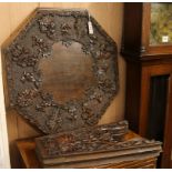 An Indian carved hardwood octagonal folding table W.74cm