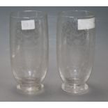 A pair of Baccarat acid etched glass vases height 20cm