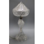 An early 20th century cut glass table lamp height 52cm