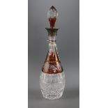 A cut and etched glass silver mounted decanter