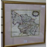 Robert Morden. A coloured engraved map of The West Riding of Yorkshire, 37 x 42cm
